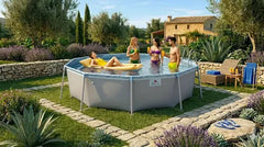 Pileta Piscina De Lona Tiburoncito N°9  5000l 300x70 Cm Gris Lisa