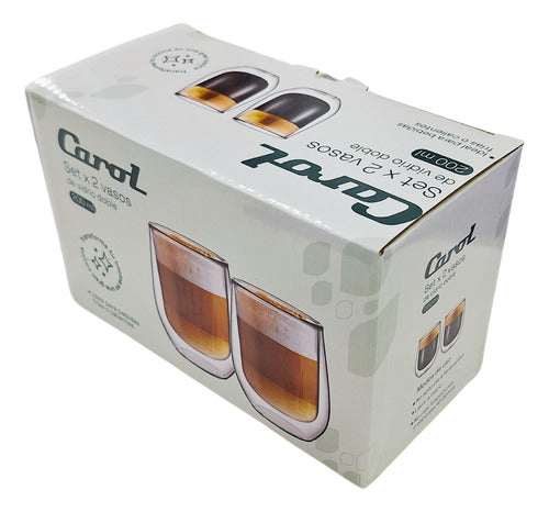 Vaso De Vidrio Con Doble Pared 2 Unidades Carol 200cc Transparente