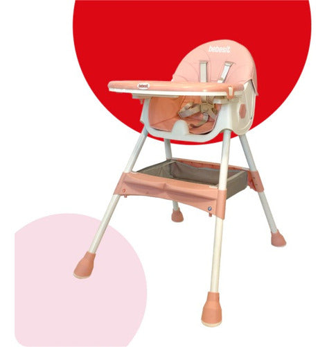 Silla De Comer Reclinable 3 En 1 Bebesit 6651-b Rosa H:15kg Rosa