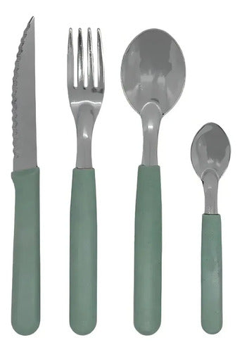 Juego De Cubiertos Carol X 24 Acero Inox + Cilindro Areia Verde Areia