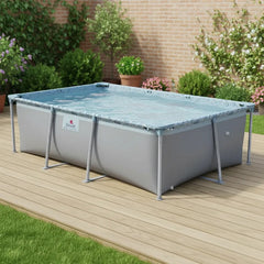 Pileta Lona Tiburoncito N4 De 240x160x65cm Cap 2500l Gris Lisa