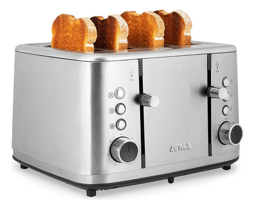 Tostadora Digital Atma Acero Inox 4 Panes 1850w