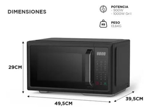 Microondas Digital Atma 28l Con Grill Negro Matdgb28uap