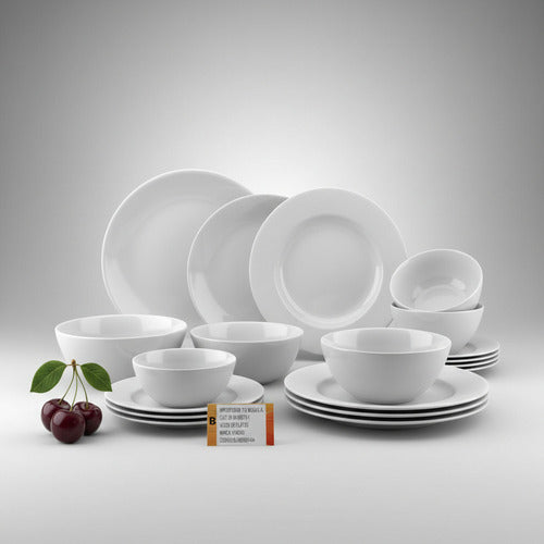 Juego Vajilla De 24 Piezas Vivendi Plato Plano Redondo Sopa Blanco Lisa