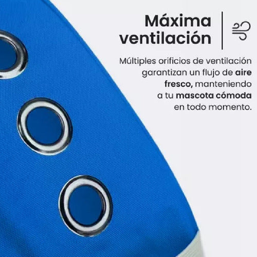 Mochila Transportadora Mascota Perro Gato Capsula Burbuja A Azul