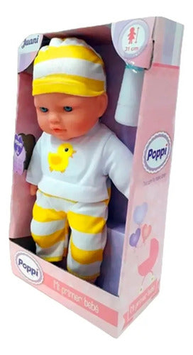 Muñeca Bebote Poppi Mi Primer Bebé 31 Cm Juani Con Sonidos