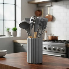 Set De Utensillos Silicona Mango Madera Cocina Carol