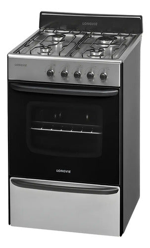 Cocina A Gas Longvie 12231x 56cm Inox Cajón Parrilla Acero Inoxidable