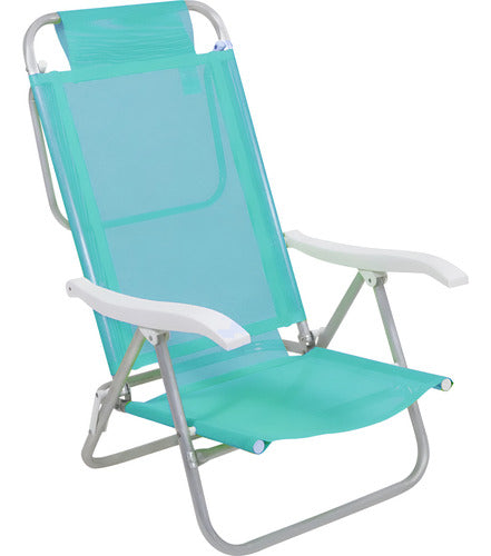 Reposera De 6 Posiciones Bel Sunny Aluminio Pvc Verde Agua Verde