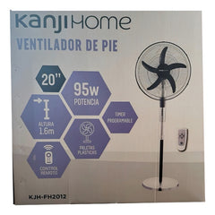 Ventilador De Pie Kanjihome Control Remoto 20 95w 1,60 M Cantidad De Aspas 5 Color De La Estructura Plateado Color De Las Aspas Negro Diámetro 20 Frecuencia 50hz 60hz Material De Las Aspas Plástico