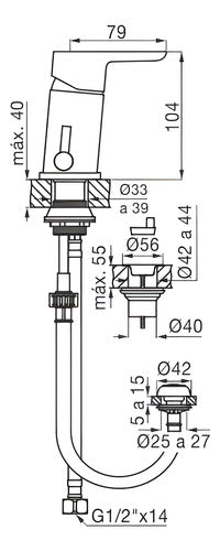 Griferia Fv Monocomando Para Bide Fv 0189/b5-cr Puelo Cromo Cromado