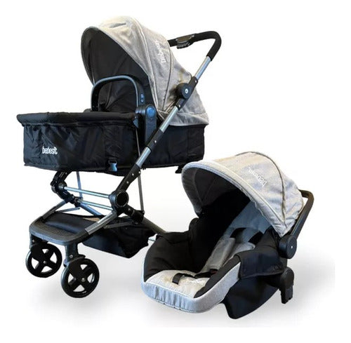 Coche Cuna Bebesit 1365tsd Gris Claro 3en1 Travel System Cs