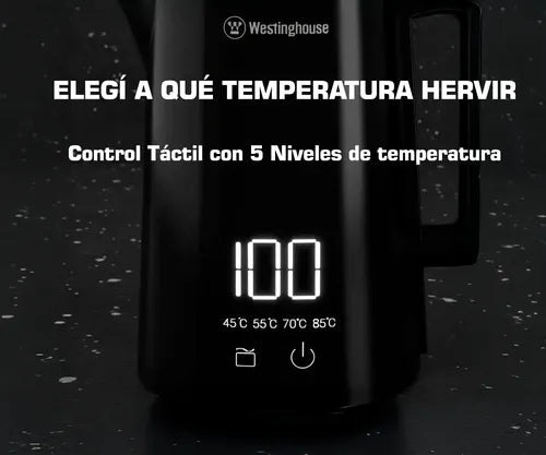 Pava Eléctrica Digital Control Temperatura 1.8l Tactil Westinghouse Wh-pe15006m Color Negro