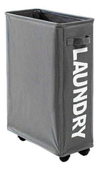 Cesto De Ropa Sucia Con Ruedas Plegable Compacto Rectángular Color Grisobscuro Gris Oscuro