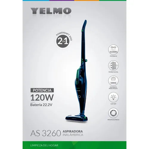 Aspiradora Inalámbrica Yelmo As3260 2 En 1 Powershift  Dúo Azul