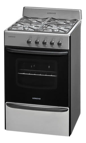 Cocina A Gas Longvie 13231xf 56cm Inox Cajón Parrilla Acero Inoxidable