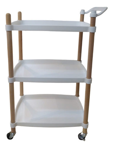Mesa Carro Bar De 3 Estantes Con Ruedas Vivendi 11409 Blanco