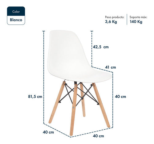 Silla De Comedor Eames Nordica Interior Gardenlife Color Blanco