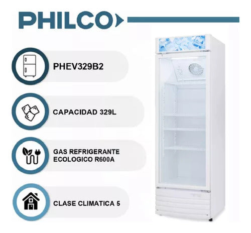 Heladera Exhibidora Vertical Philco Phev329b2 Blanca 329l C Blanco
