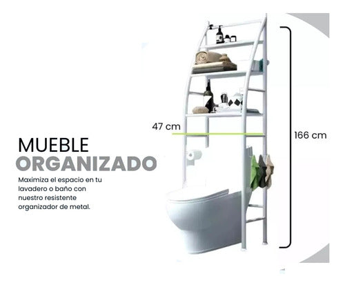 Estanteria Organizador Baño Sobre Inodoro 3 Niveles Blanco Blanco