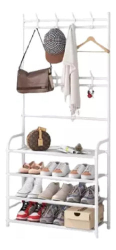 Perchero Multifunción Para Zapatos Sombreros 153cm Blanco Blanco