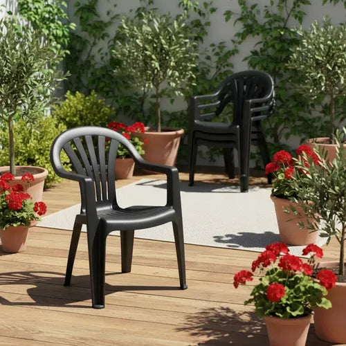 Silla Plastica Apilable Interiores Exteriores Tm Eco H:100kg Negro Lisa