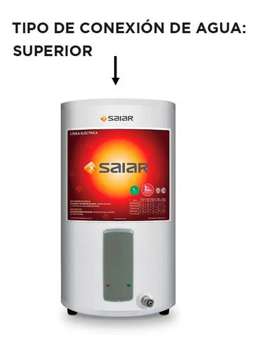 Termotanque Eléctrico Saiar 55 Litros Conexión Superior Protección Anticorrosiva Blanco