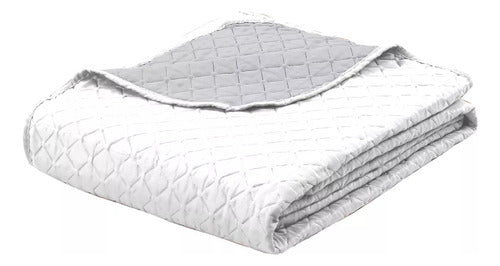 Cubrecama Kavanagh Twin Bicolor Funda Blanco Gris 160 X 230 Lisa