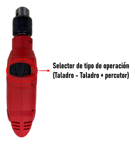 Taladro Eléctrico Percutor 710w 13mm Daihatsu Ti710 3000rpm 50hz Color Rojo Frecuencia 50 Hz Funciones De Reversa Y Percutor Y Traba Para Operación Continua