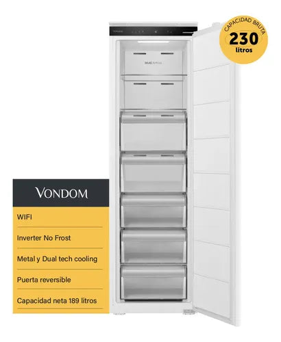 Freezer No Frost Vondom Fr230bi Inverter Wifi 230l Panelable Blanco