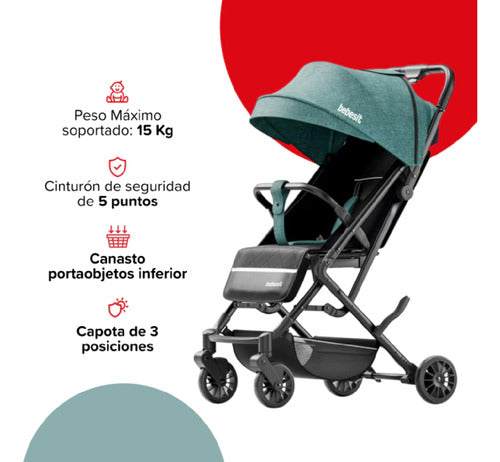 Cochecito Plegado Bebesit 1301-b Luggy Verde 3 Posiciones Cs Verde Negro