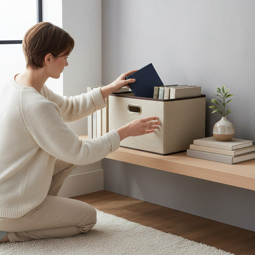 Caja Organizadora Plegable Con Tapa Plegable 45x30 Tio Musa Marrón