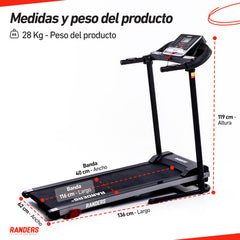 Cinta Caminadora Electrica Randers Arg-411 H:110kg 12 Prog C Color Negro
