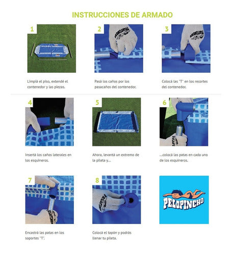 Pileta Estructural Rectangular Pelopincho 1010 Con Capacidad De 500 Litros 1.55x1.07 M Azul Mosaico
