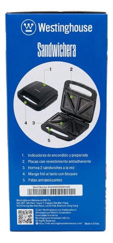 Sandwichera 2 Rebanadas Westinghouse Wh-sm700sb-02 Negro