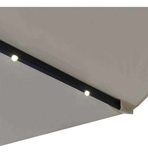 Sombrilla Central Playa Jardin 2,7m Base Manivela Luz Led C Beige Lisa