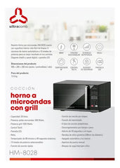 Microondas Digital De Mesa Ultracomb Hm8028 Negro 28 Lts Negro Con Grill