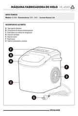 Fabrica De Hielo Portatil Ultracomb Hl-6500 9 Cubos Ciclo 6min Negro