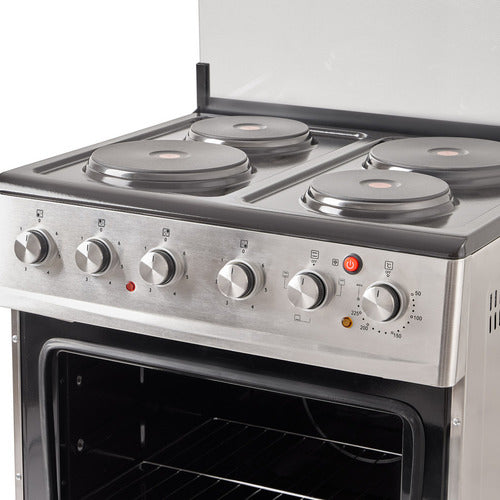 Cocina Electrica Telefunken Ekxl01v Inox 60cm Luz Horno Plateado