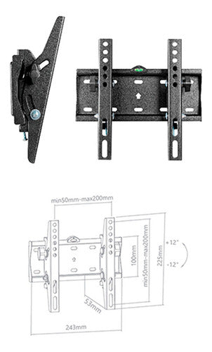 Soporte Led 23 A 43 Onebox Ob-ic24 C/inclinacion Color Gris Oscuro