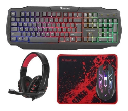 Kit De Teclado Y Mouse Gamer Xtrike Me Cm-406 Inglés Us De Color