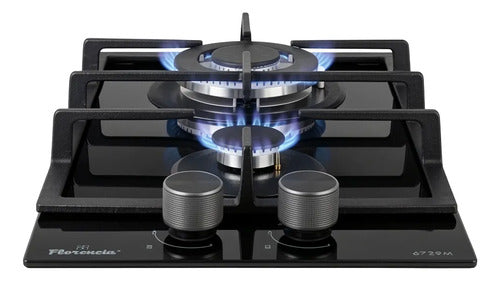 Anafe A Gas Florencia 2 Hornallas Encimera De Vidrio 6729m Negro