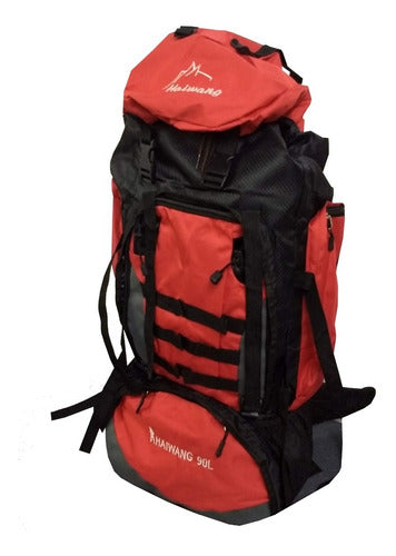 Mochila Camping Trekking Outdoor Rojo-negro De 90lts