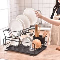Escurridor Secaplatos Bandeja Vajilla Organiza Cocina Tm Negro