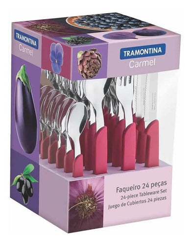 Cubiertos Tramontina Juego De 24 Piezas Carmel Fucsia Rosa