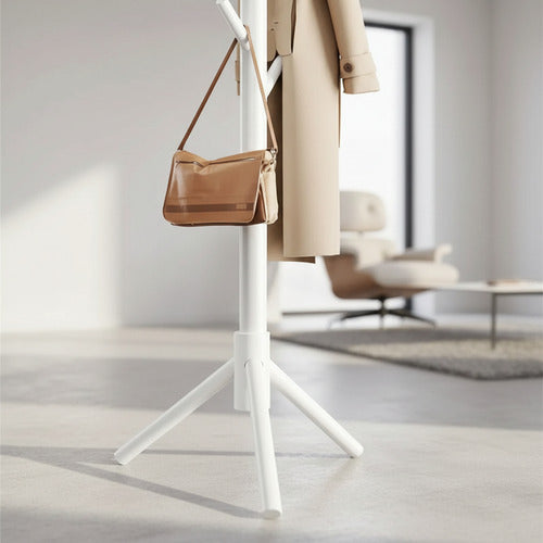 Perchero De Pie De Madera Con Base De 3 Soportes Blanco