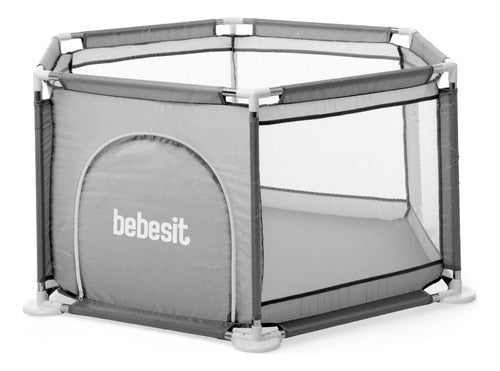 Corralito Hexagonal Estructura De Caño Bebesit 2119-a Gris Liso