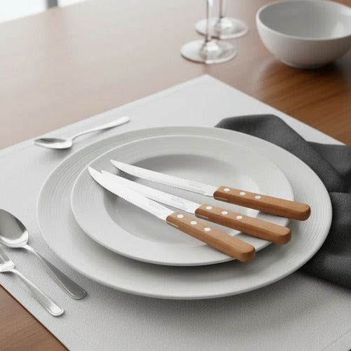Set De Cuchillos Tramontina Dynamic Mango Madera X 12 Madera