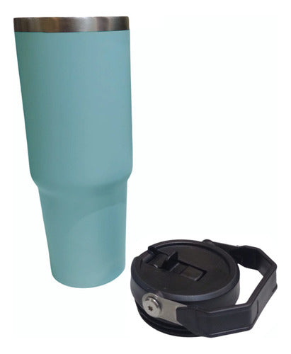 Vaso Termico Acero Inox Frio Calor Manija 900ml Tm Celeste C 972-784-0022 Liso