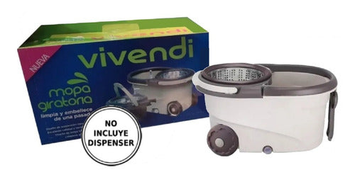 Balde Mopa Centrifugo 360 Escurridor Trapeador Acero Inox Beige
